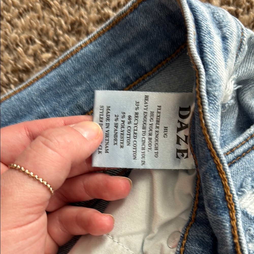 Light Blue Distressed Jean Shorts - Picture 2 of 4